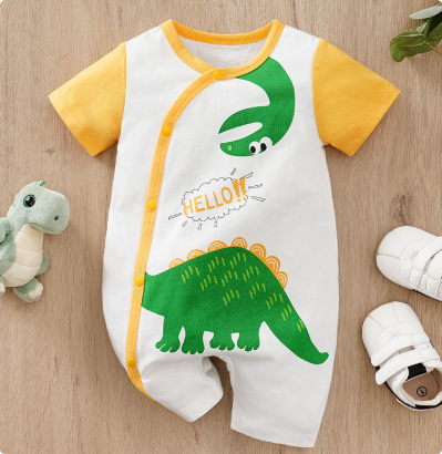 Kortärmad pyjamasbodysuit för baby – mjuk och andningsbar