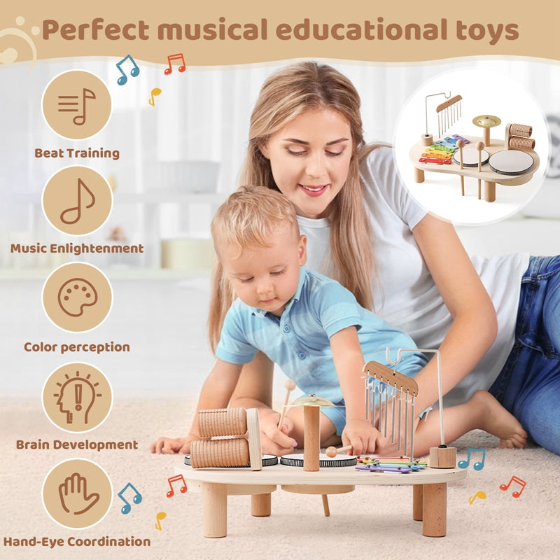 Trämusikbord för barn – Pedagogiskt musikinstrument från 1 år