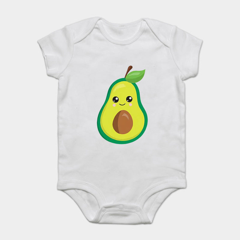 Matchande avokado T-shirt för familjen – mjuk bomull, vit