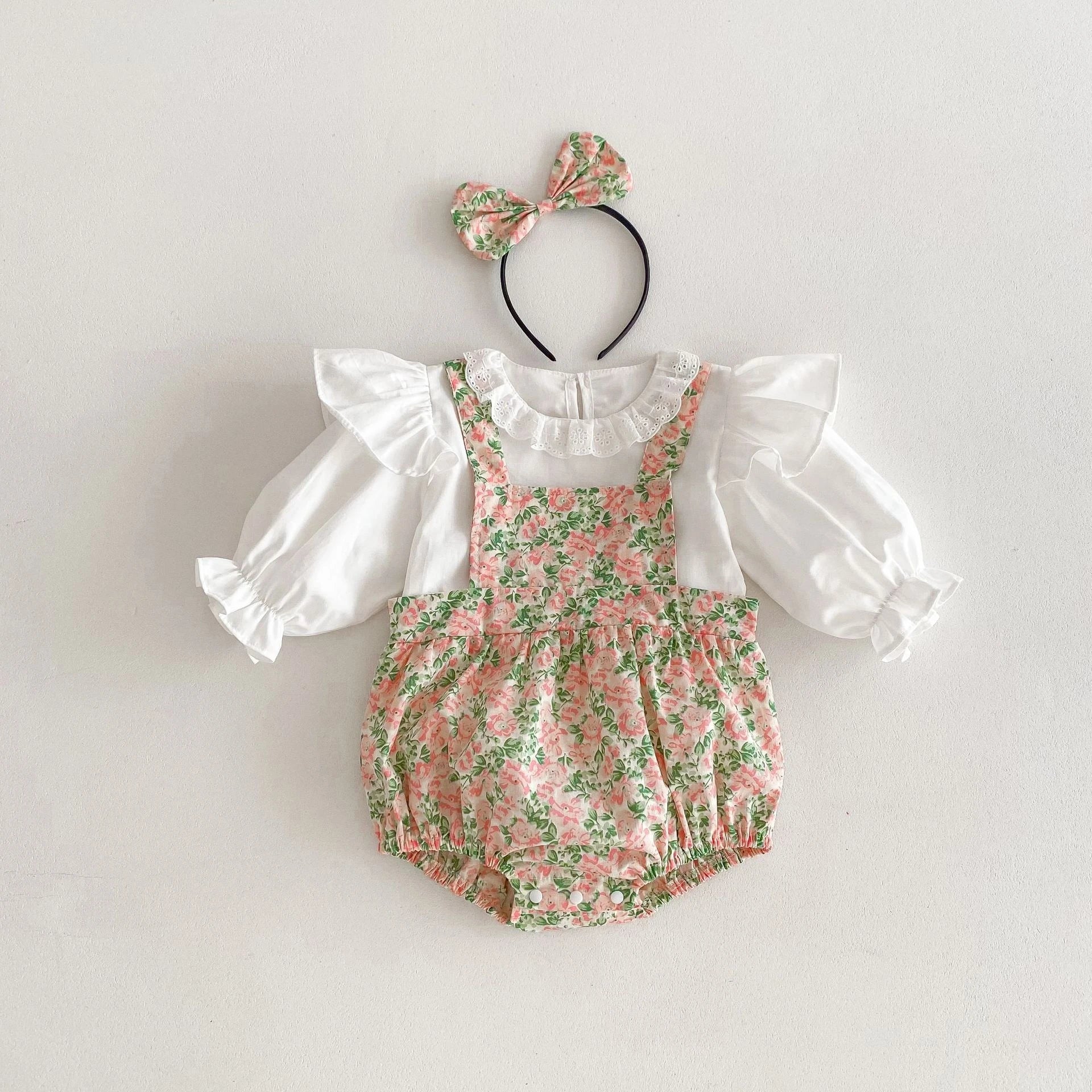 Prinsess-stil 3-delat set för barn – Blus, body & hårband