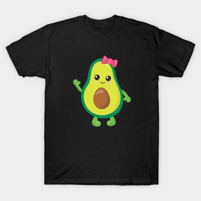 Matchande avokado T-shirt för familjen – mjuk bomull, svart