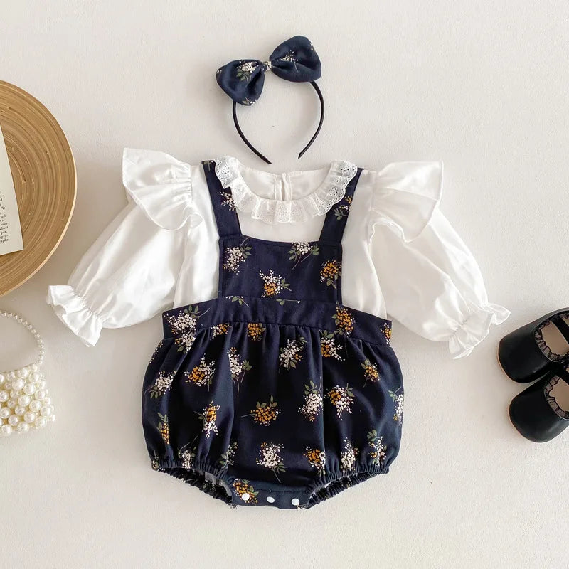 Prinsess-stil 3-delat set för barn – Blus, body & hårband