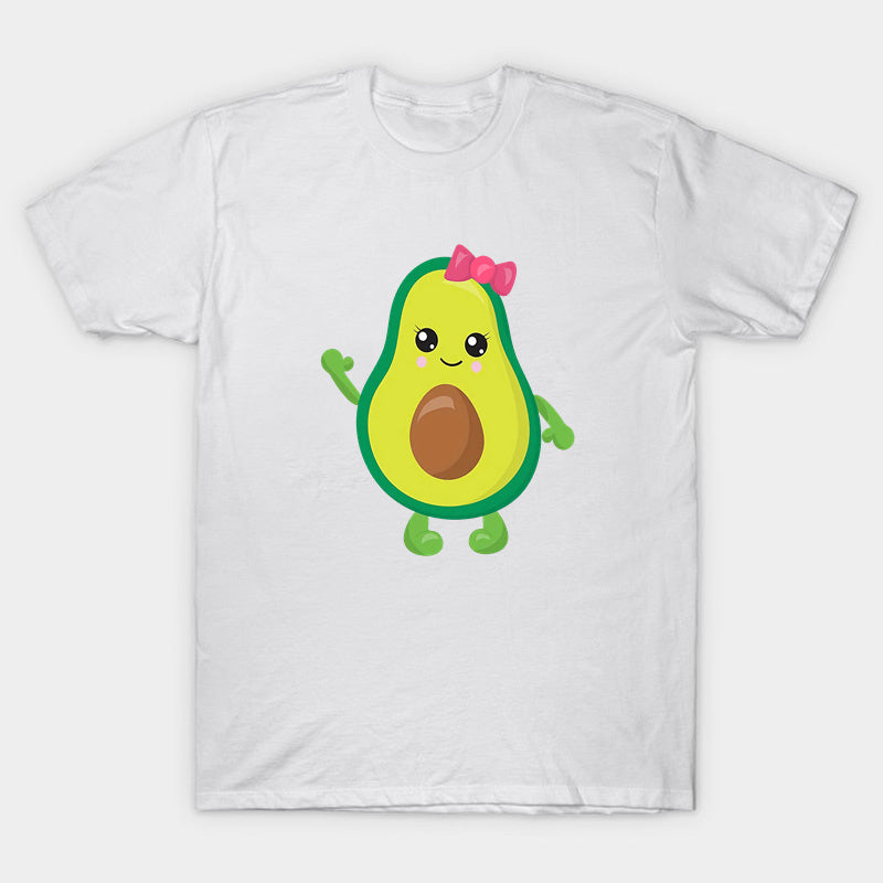 Matchande avokado T-shirt för familjen – mjuk bomull, vit