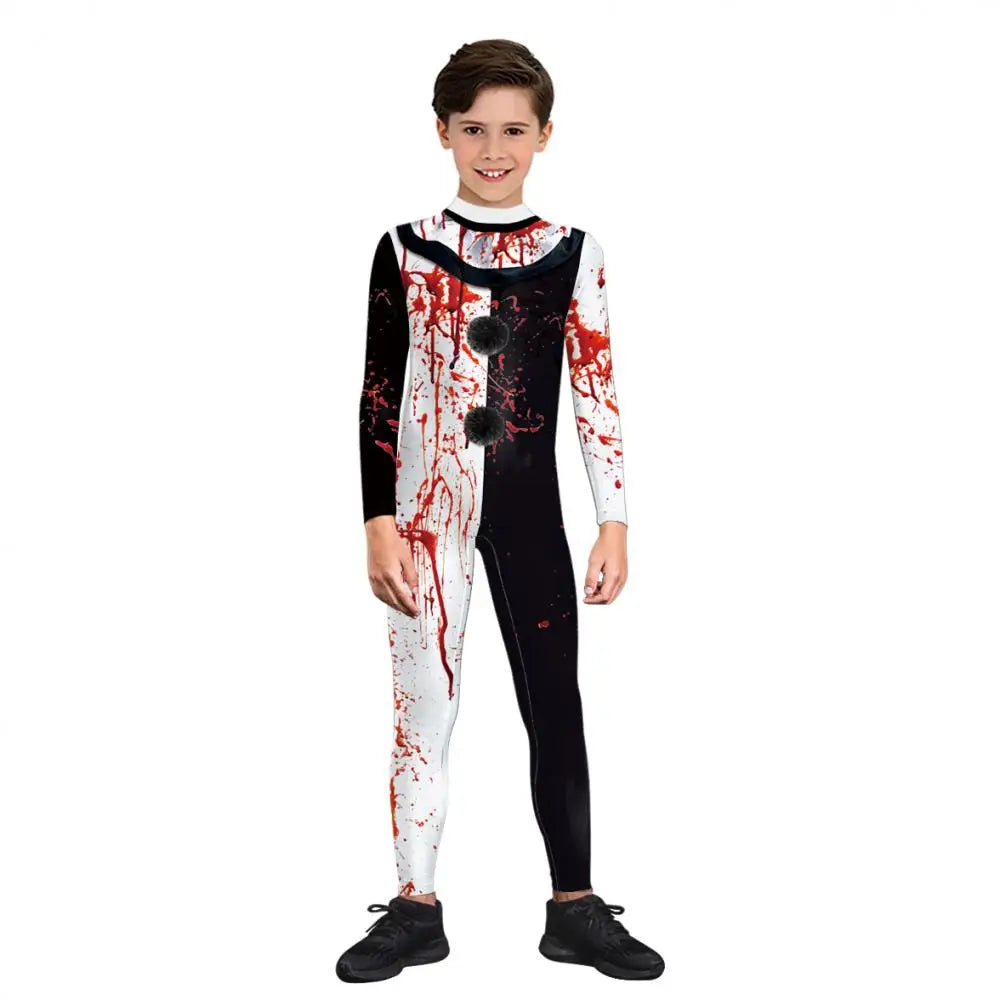 Halloweendräkt – blodclown för familjematchning, elastisk och realistisk