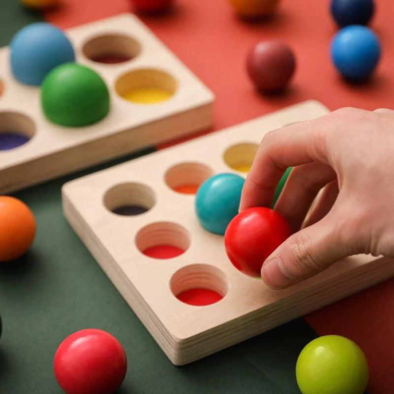 Wooden Rainbow Balls – Montessori Sorting Game