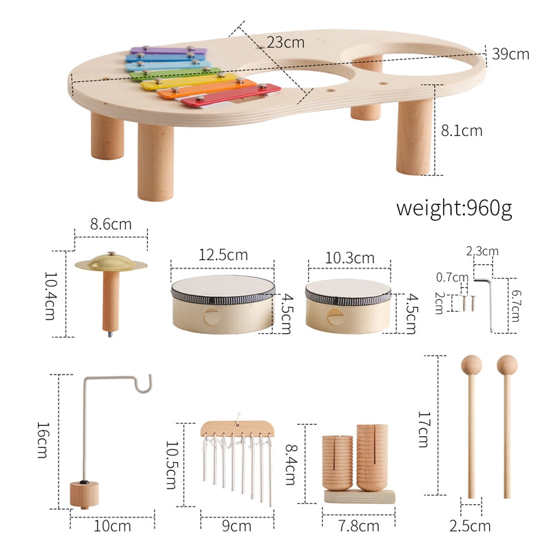Trämusikbord för barn – Pedagogiskt musikinstrument från 1 år