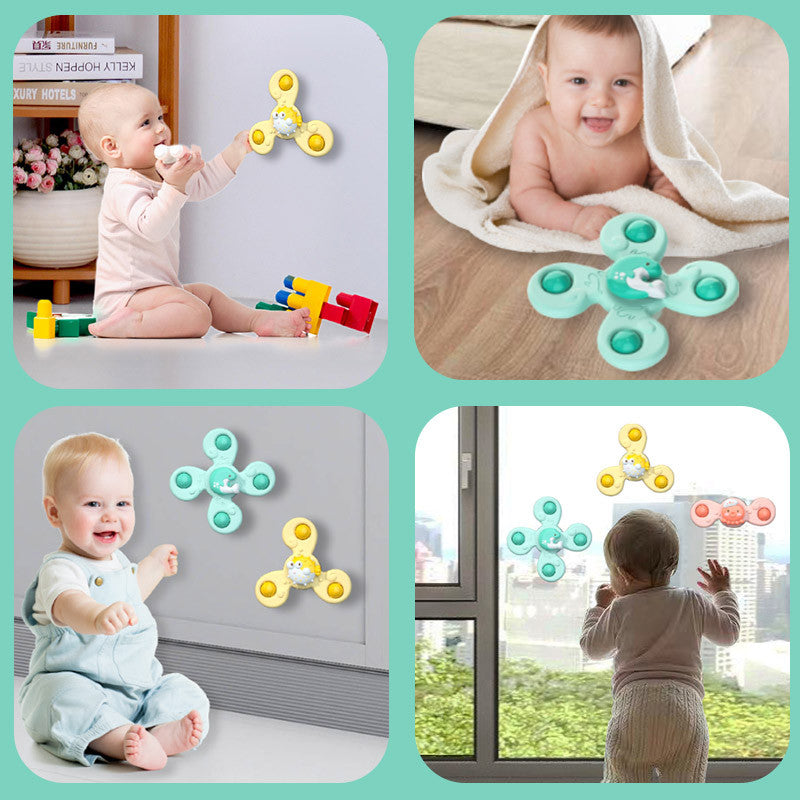 Fidget spinner set för småbarn – 3-delad sensorisk badleksak med sugproppar
