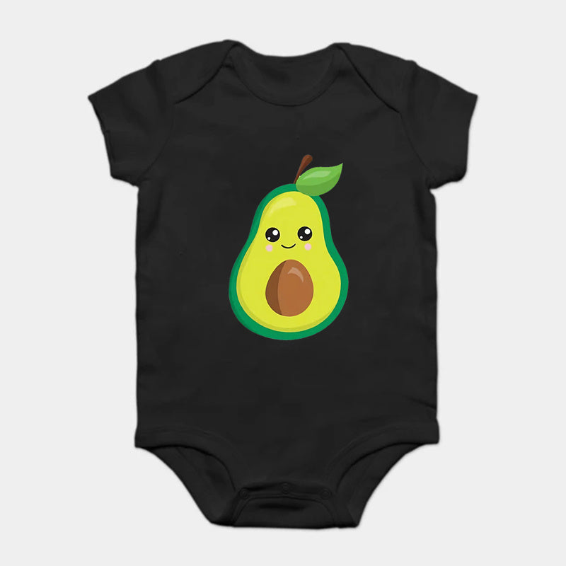 Matchande avokado T-shirt för familjen – mjuk bomull, svart