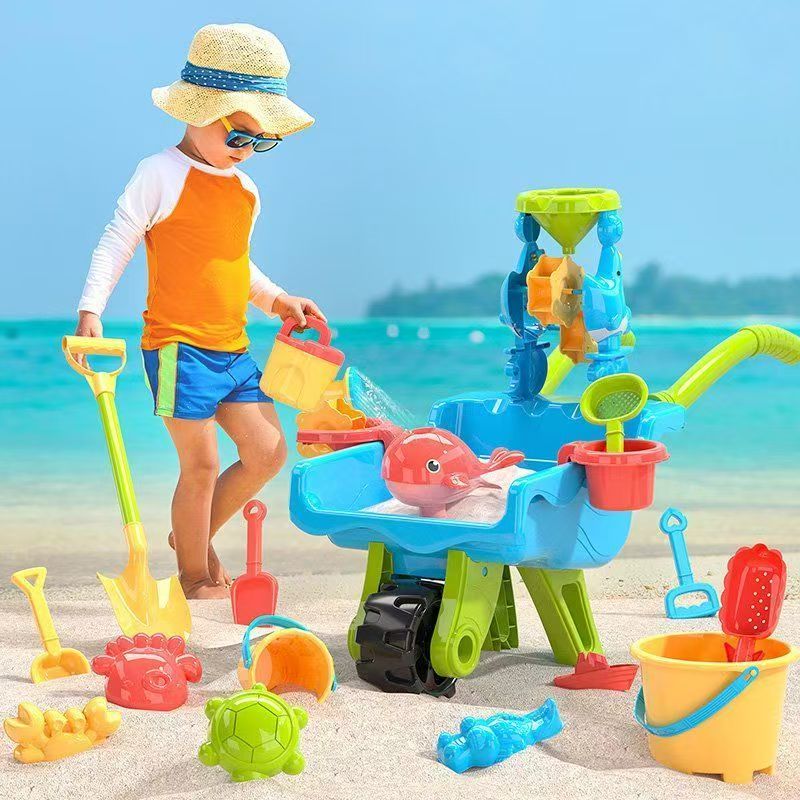 Sand- och strandlekset för barn – 22-delars utomhusleksak med skottkärra