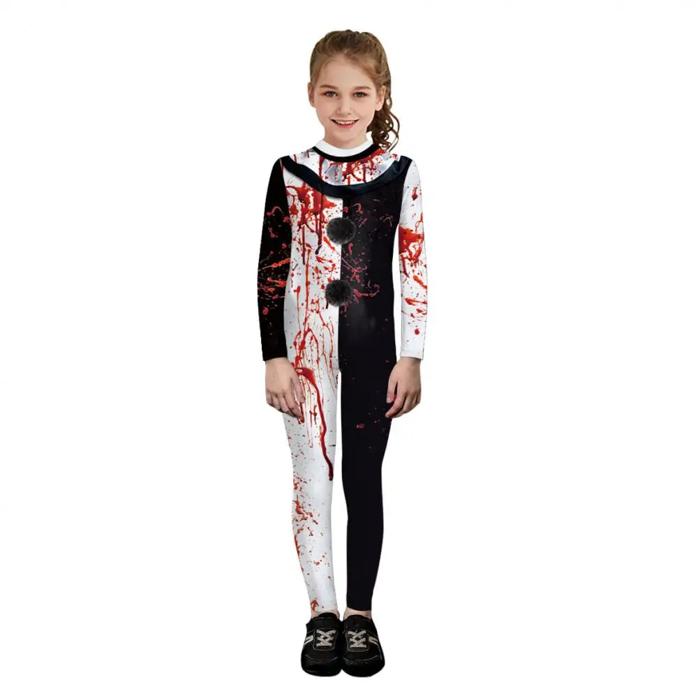 Halloweendräkt – blodclown för familjematchning, elastisk och realistisk