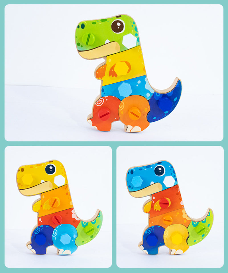 3D byggsats i trä för barn – dinosaurie – pedagogisk STEM-leksak
