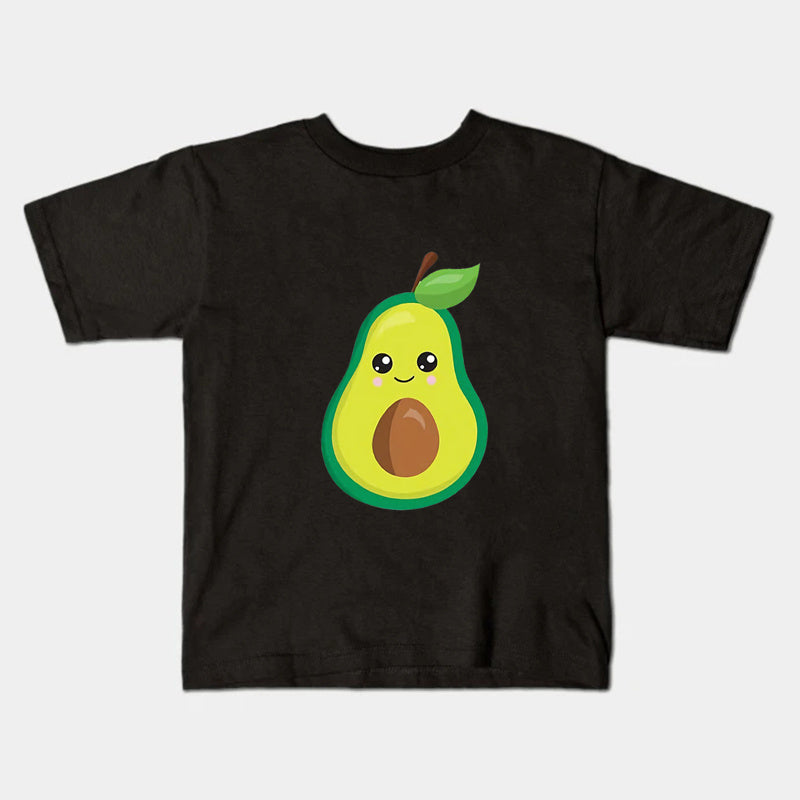 Matchande avokado T-shirt för familjen – mjuk bomull, svart
