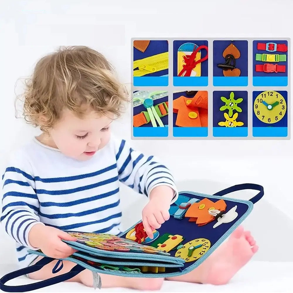 Aktivitetsbok i Tyg för Småbarn – Träna Självständighet & Motoriska Färdigheter (Montessori-inspirerad)