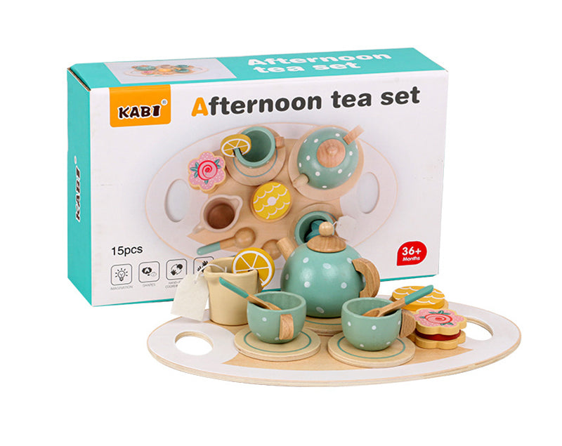 High Tea lekset i trä för barn | Pedagogisk te-servis i pastellfärger