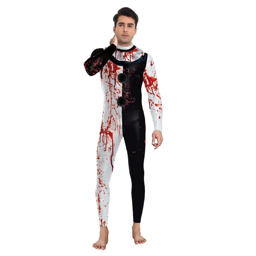 Halloweendräkt – blodclown för familjematchning, elastisk och realistisk