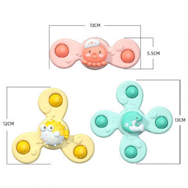 Fidget spinner set för småbarn – 3-delad sensorisk badleksak med sugproppar