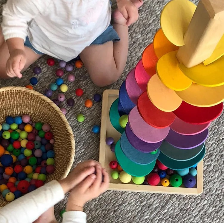 Trä Musikträd med Kulor – Pedagogisk Kulbana Leksak för Barn | MelodySprout 71 cm