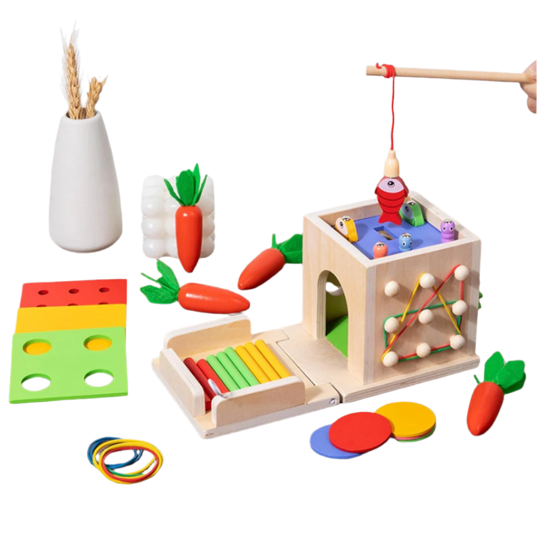 Montessori låda i trä för barn – pedagogisk leksak som tränar motorik & kognition