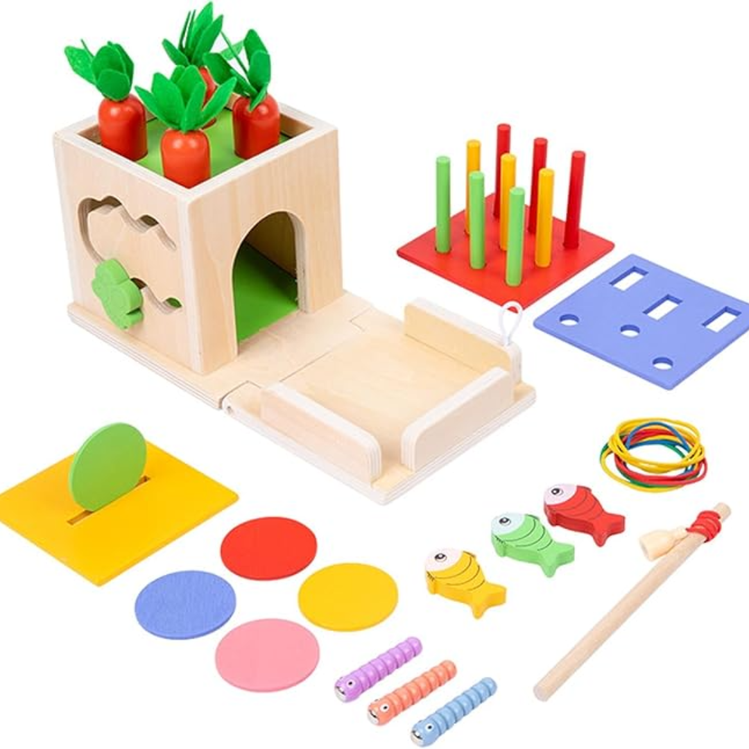 Montessori låda i trä för barn – pedagogisk leksak som tränar motorik & kognition