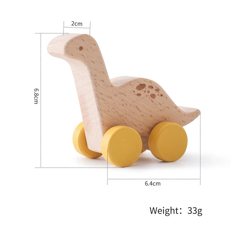 Träbil med dinosaurie – pedagogisk leksak för barn