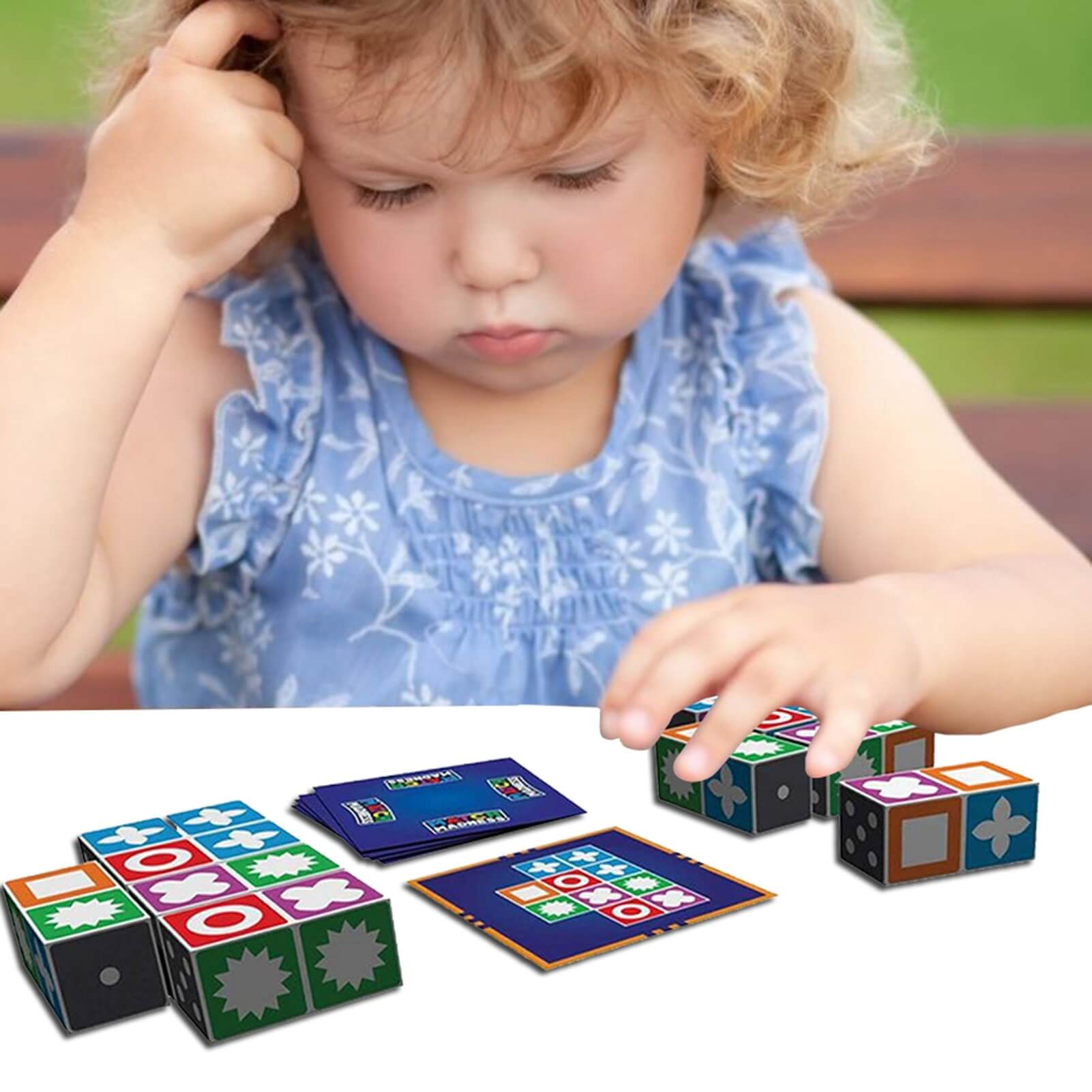 Kombinationspussel för barn – pedagogiskt spel med klossar och kort