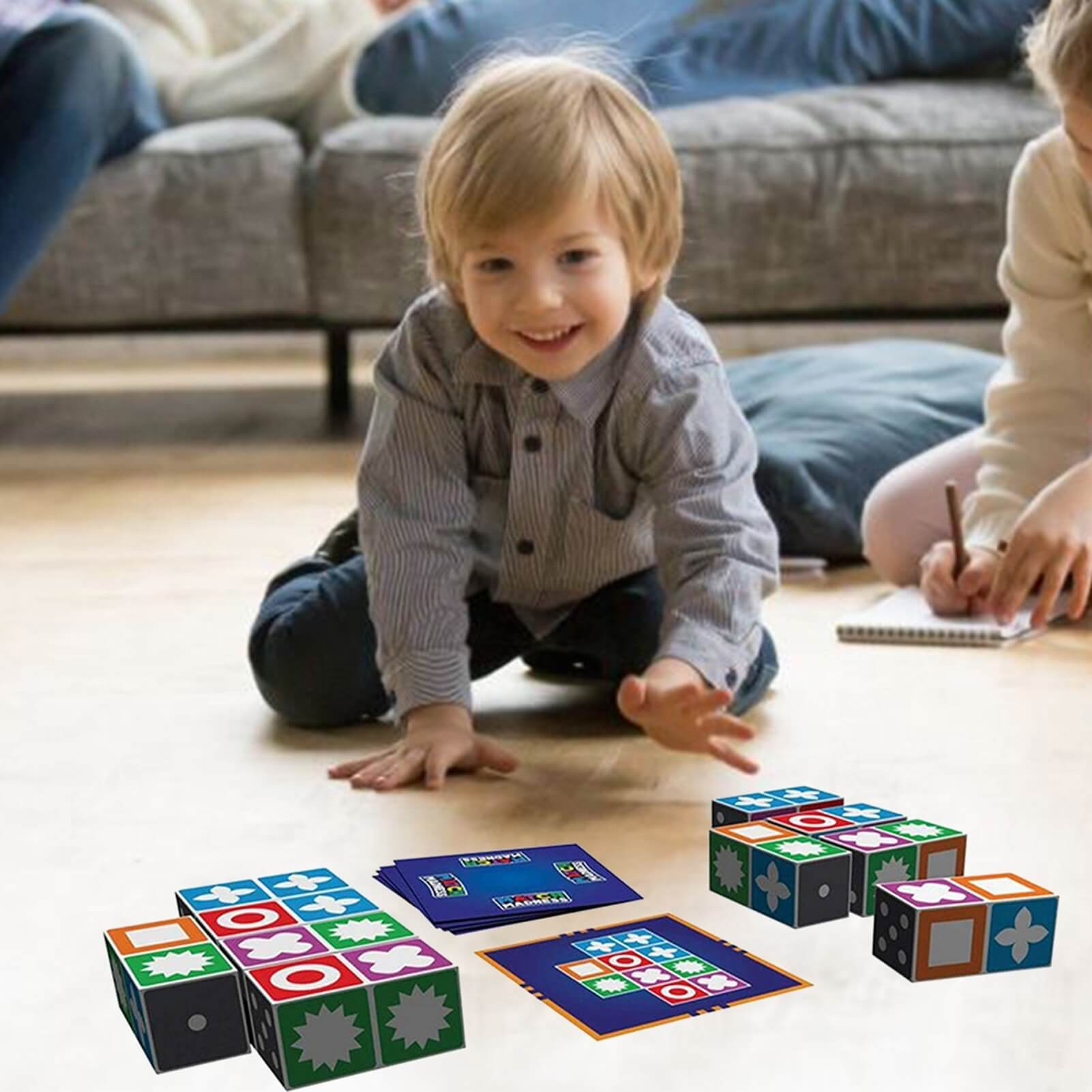 Kombinationspussel för barn – pedagogiskt spel med klossar och kort