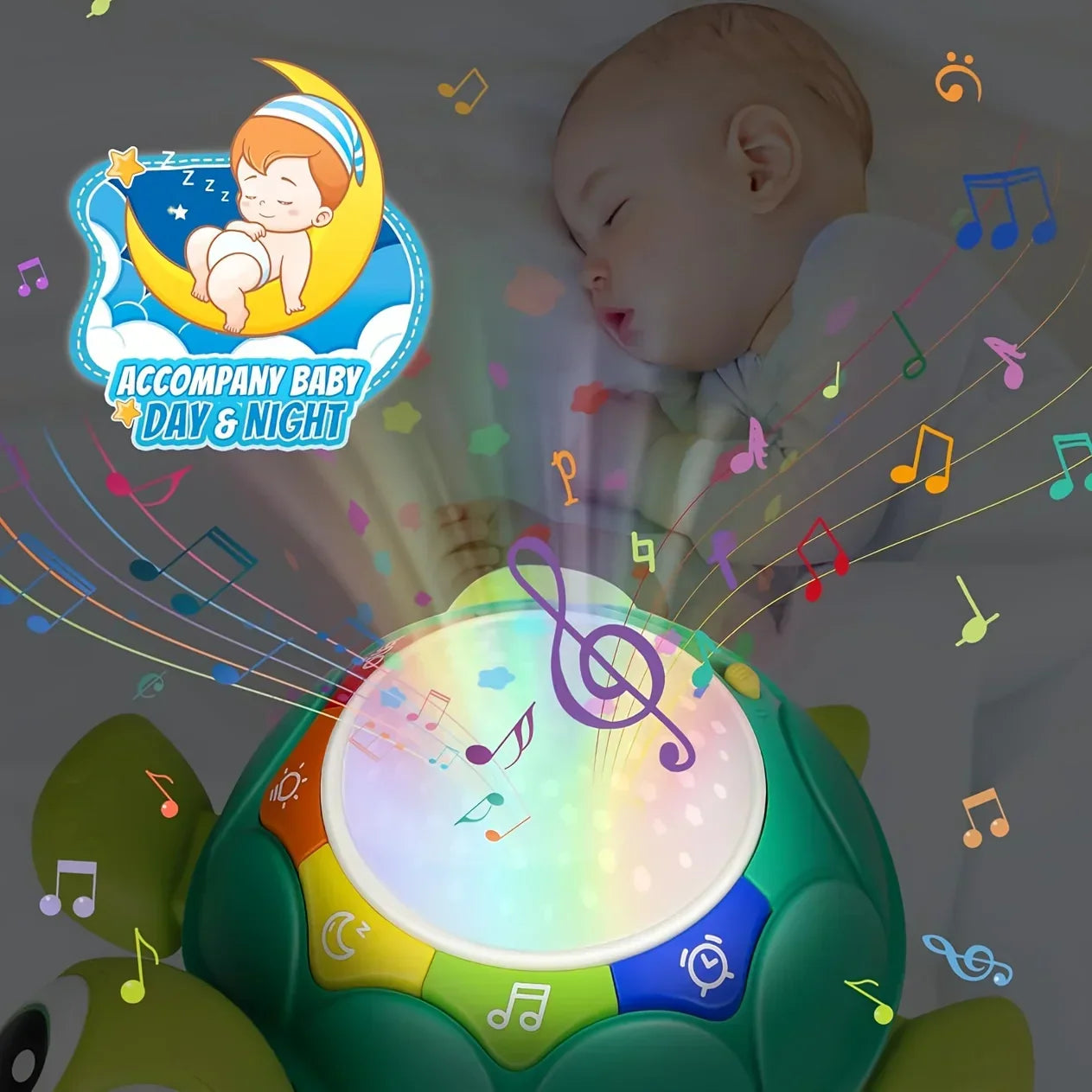 Turtle Projector – Stjärnprojektor med musik och ljus för barn