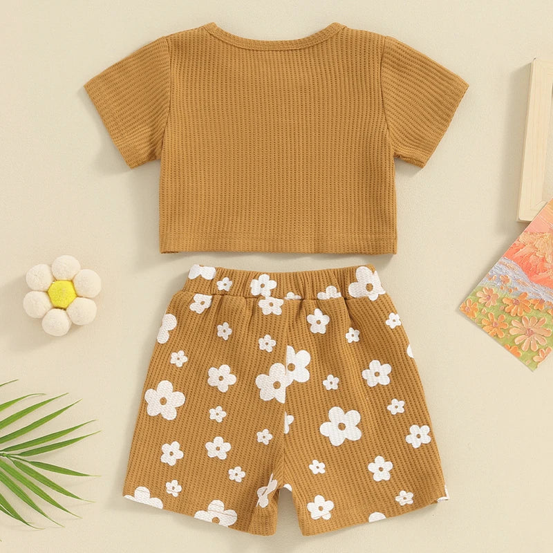 Sommarset för flickor – kortärmad topp och shorts