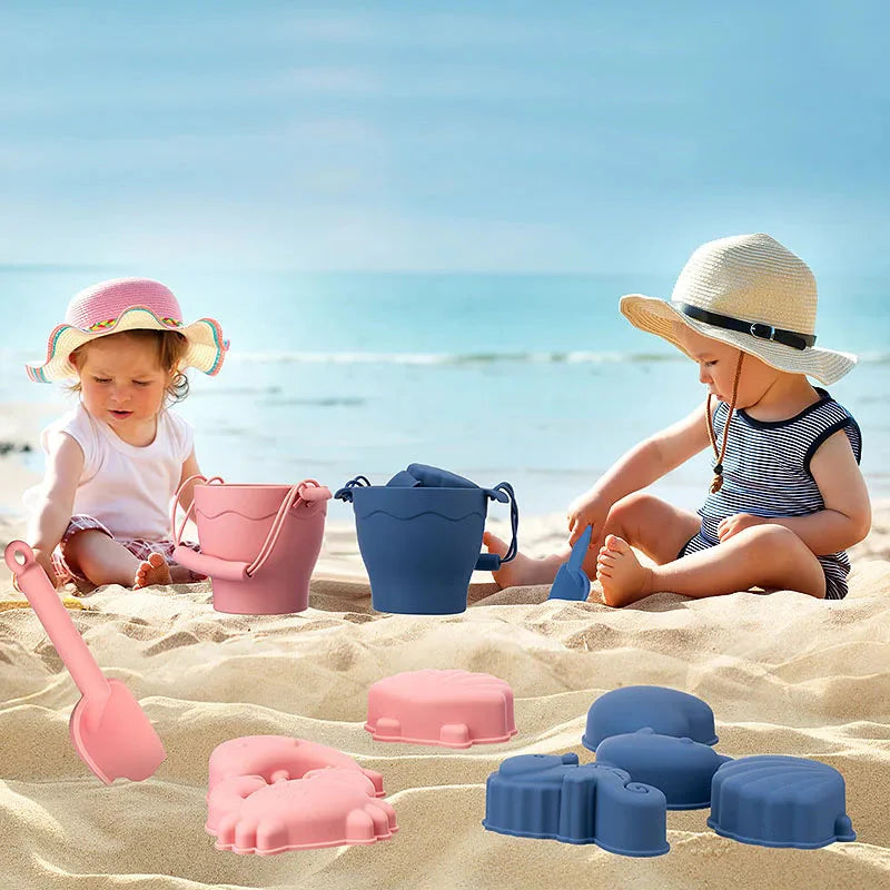 Silikon strandset för barn – Hållbart leksakset med hink, spade och sandformar