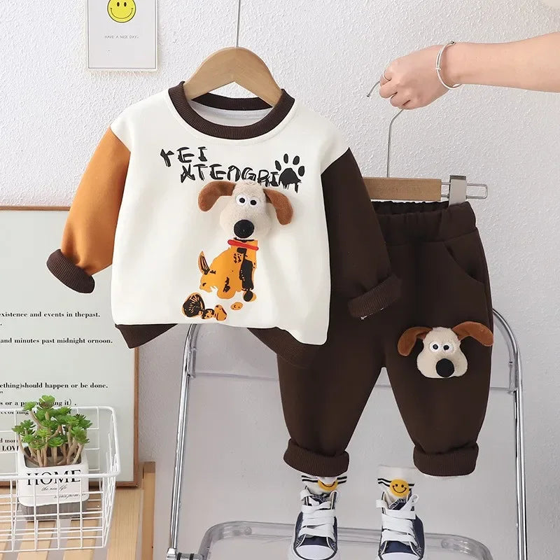 Joggingdräkt för barn med hundmotiv – Bekväm och trendig tvådelad outfit