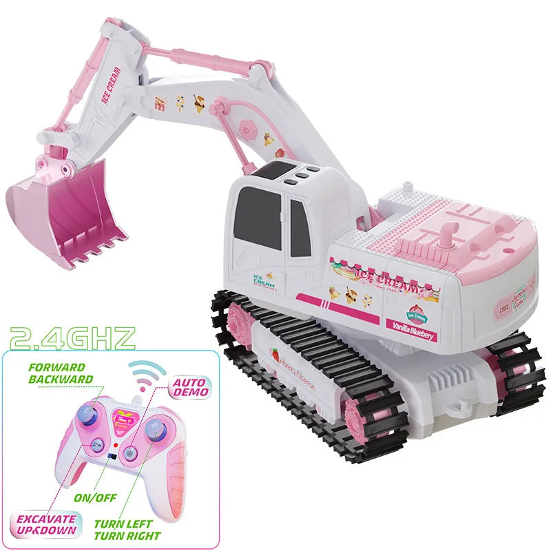 Pink Power Digger – Radiostyrd grävmaskin för barn