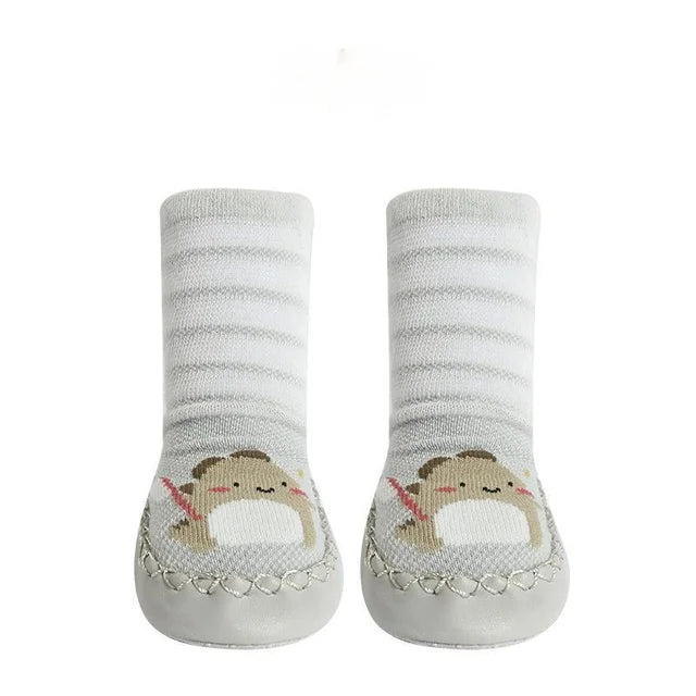 Halkfria babystrumpor med djurmotiv – stilfulla steg