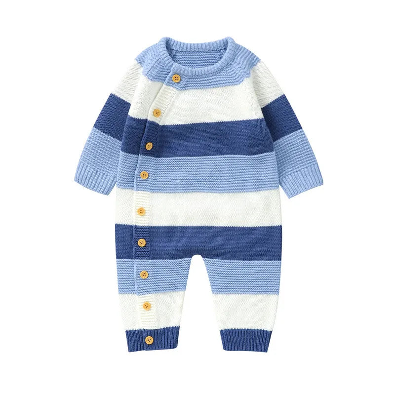 Stickad sparkdräkt för baby – Varm och mjuk höst- och vinterdräkt