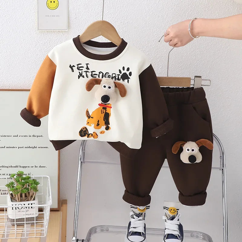 Joggingdräkt för barn med hundmotiv – Bekväm och trendig tvådelad outfit