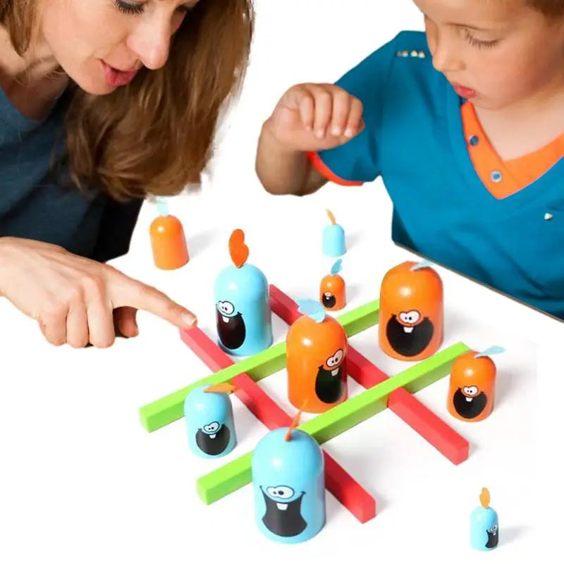 Tre i rad spel för barn – Strategiskt familjespel med roliga pjäser