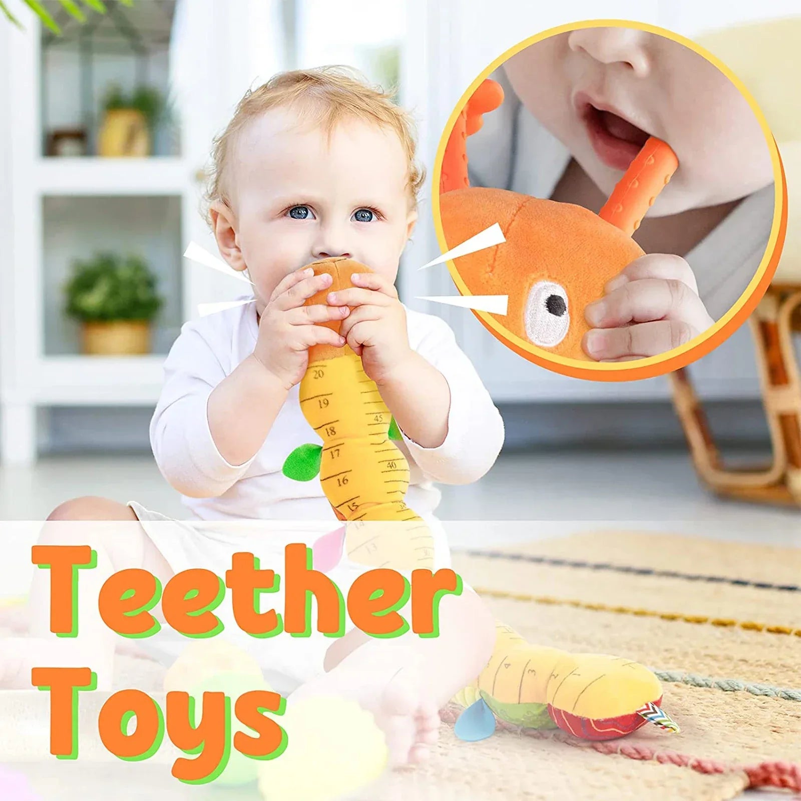 Musikalisk skallra i plysch – stimulerande babyleksak med ljud och texturer