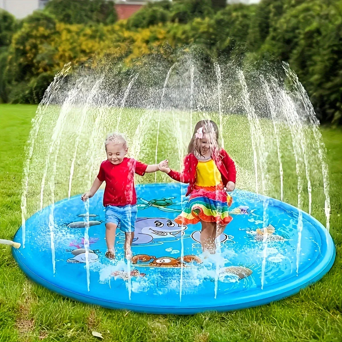 Vattenlekmatta för barn – fontänpool för sommarlek på gräsmattan