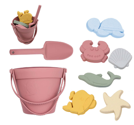 Silikon strandset för barn – Hållbart leksakset med hink, spade och sandformar