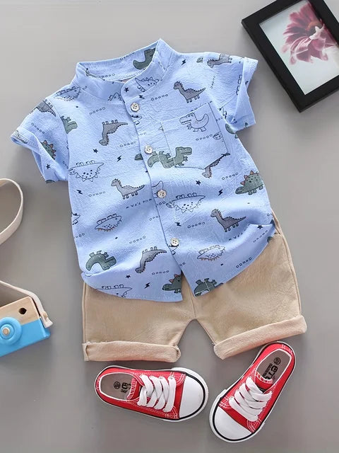 Sommarset för pojkar med dinosaurier – bekväm outfit för utomhuslek
