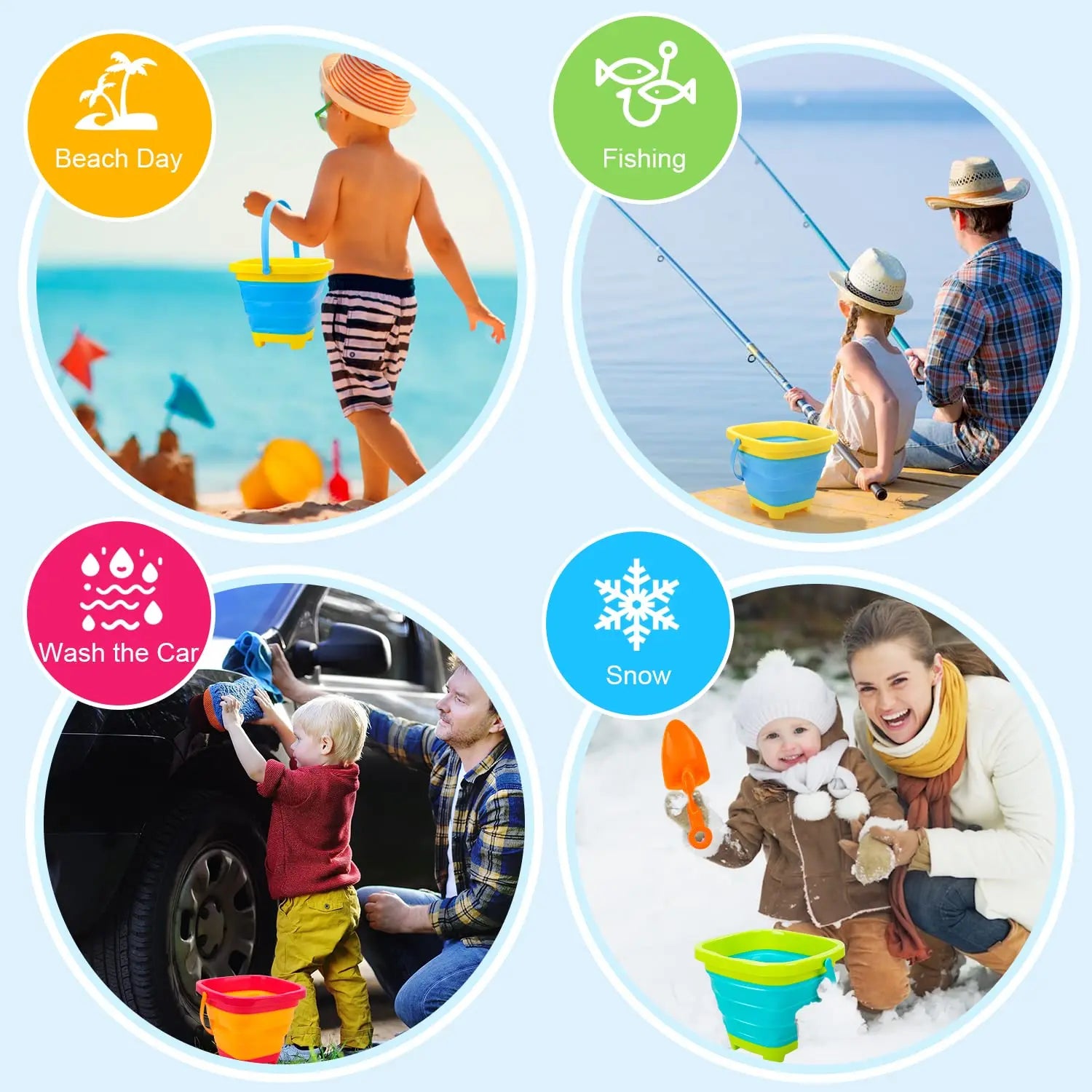 Foldable Bucket – Hopvikbar hink för strand och resor