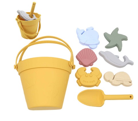 Silikon strandset för barn – Hållbart leksakset med hink, spade och sandformar