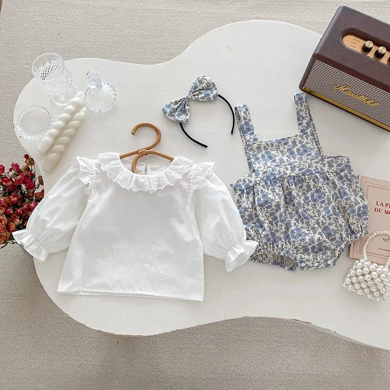 Prinsess-stil 3-delat set för barn – Blus, body & hårband