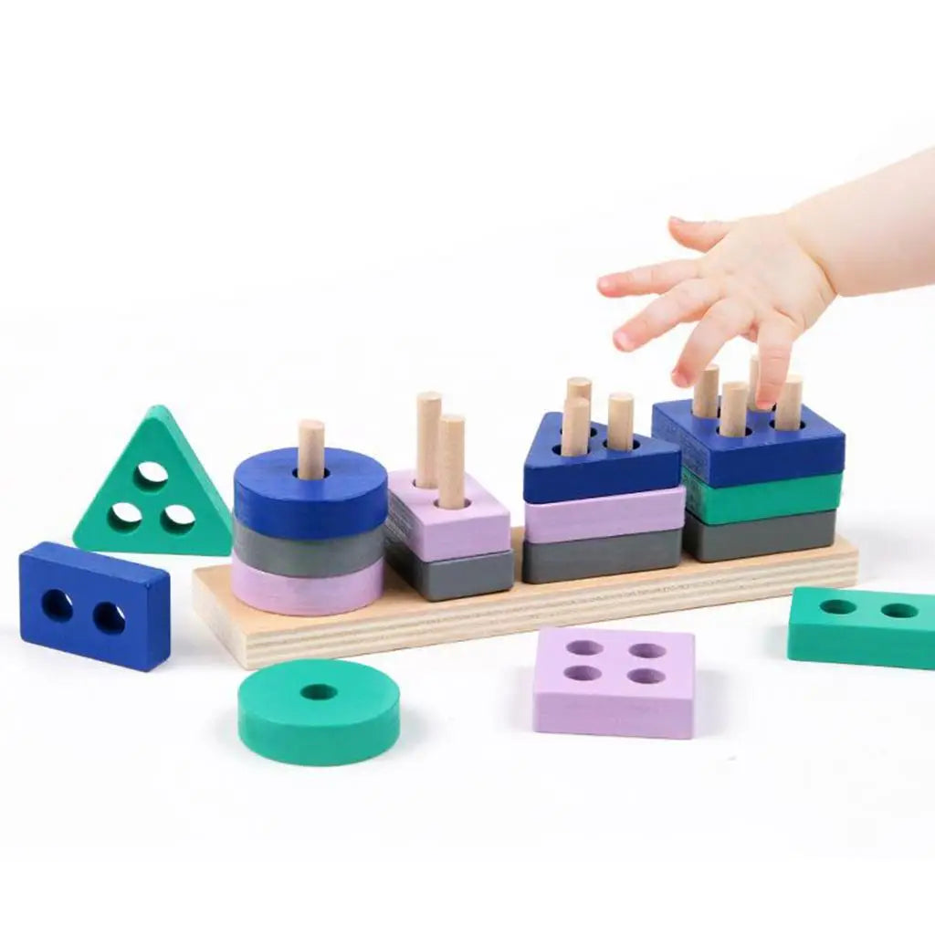 Woods™ – Roligt att stapla klossar – Geometriska block