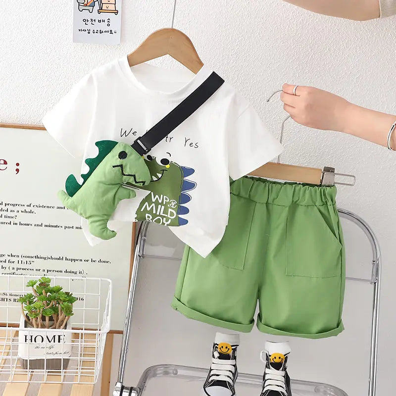 Dinosaurietema sommarset för pojkar – T-shirt och byxor