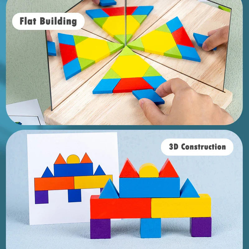 Pusselblock med spegel – Reflection Play för kreativt lärande