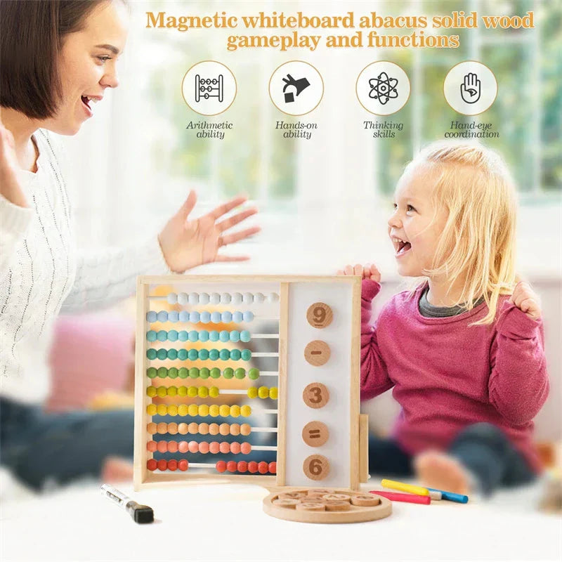 Pedagogisk räkneram i trä för barn – färgglada kulor och Montessori-inspirerat lärande