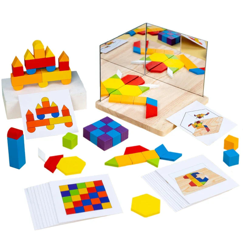 Pusselblock med spegel – Reflection Play för kreativt lärande