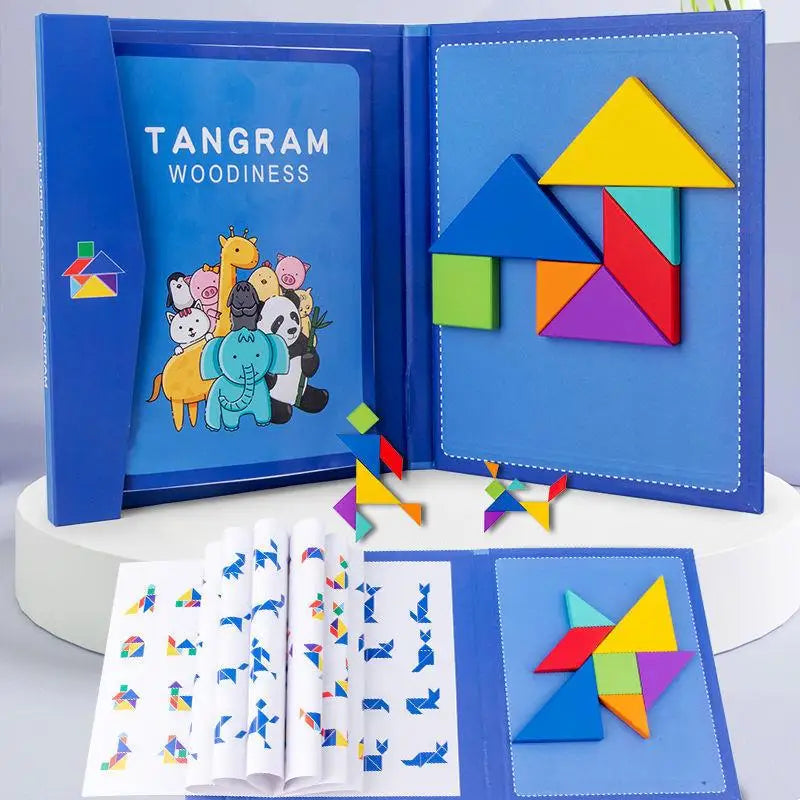Tangram-pussel i trä för barn – Kreativt lärande genom former
