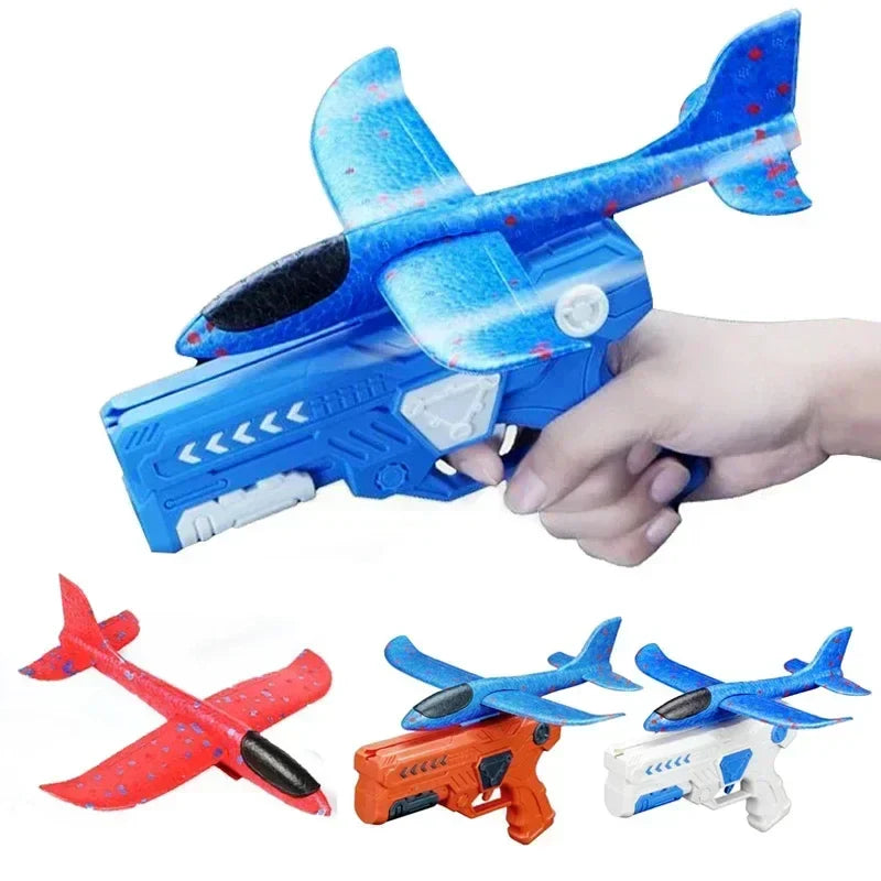 Flygplansstartare för barn – skumflygplan med launcher för utomhuslek