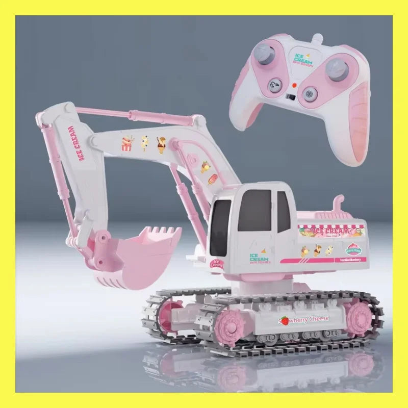 Pink Power Digger – Radiostyrd grävmaskin för barn